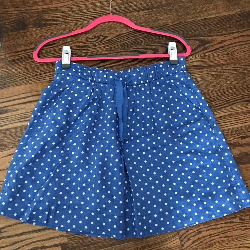 J Crew blue with white polka dot skirt